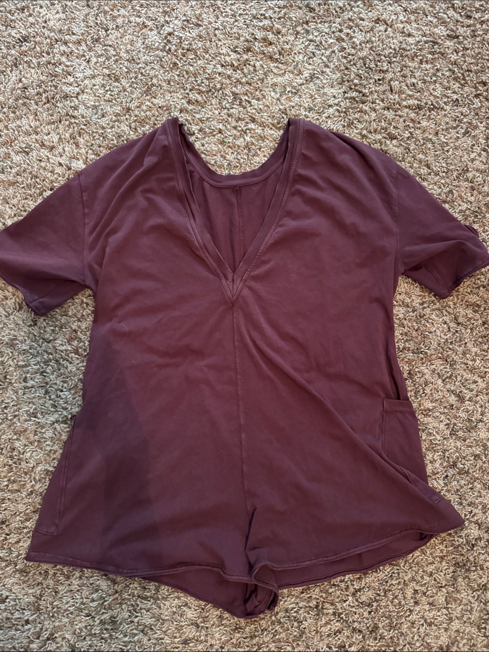 FP Movement by Free People Plum Short Sleeve V-Neck Romper